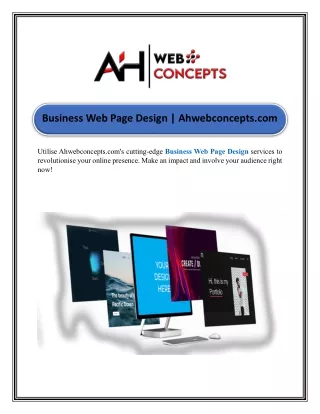 Business Web Page Design Ahwebconcepts.com