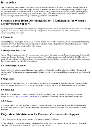 Strengthen Your Heart Well being: Greatest Multivitamins for Females's Cardiovas