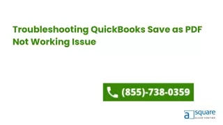 Troubleshooting QuickBooks Save as PDF Not Working Issue