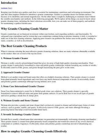 Granite Cleansing Items: What You have to know for any Spotless Kitchen area