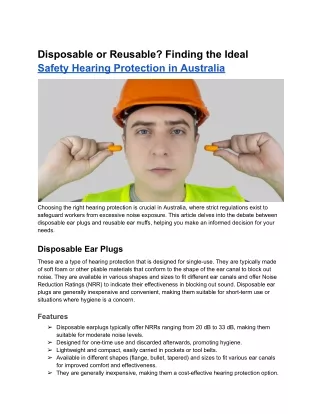 Disposable or Reusable_ Finding the Ideal Safety Hearing Protection in Australia
