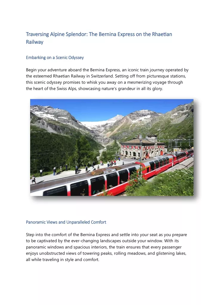 traversing alpine splendor the bernina express