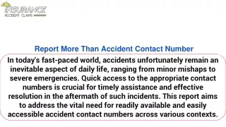 report more than accident contact number