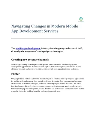 Navigating Changes in Modern Mobile App Development Services
