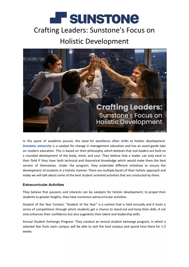 crafting leaders sunstone s focus on holistic