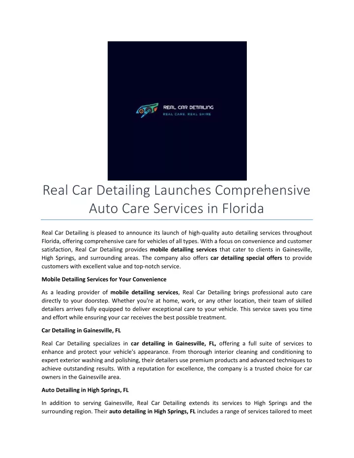 real car detailing launches comprehensive auto