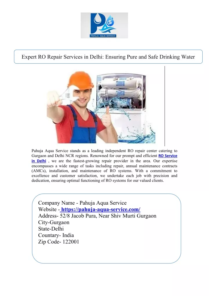 expert ro repair services in delhi ensuring pure