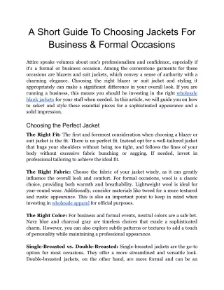 a short guide to choosing jackets for business