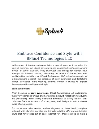 Embrace Confidence and Style with 8Plus4 Technologies LLC