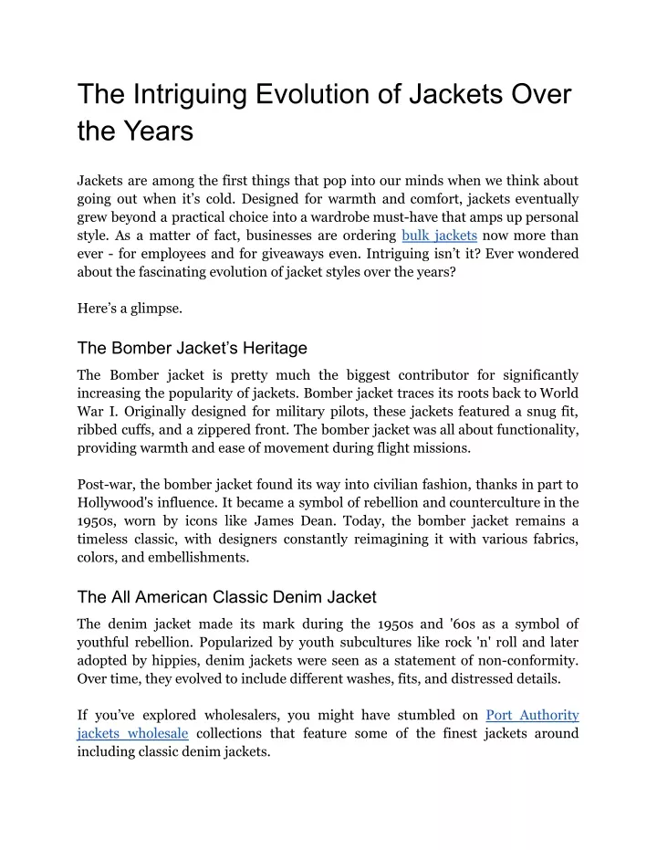 the intriguing evolution of jackets over the years