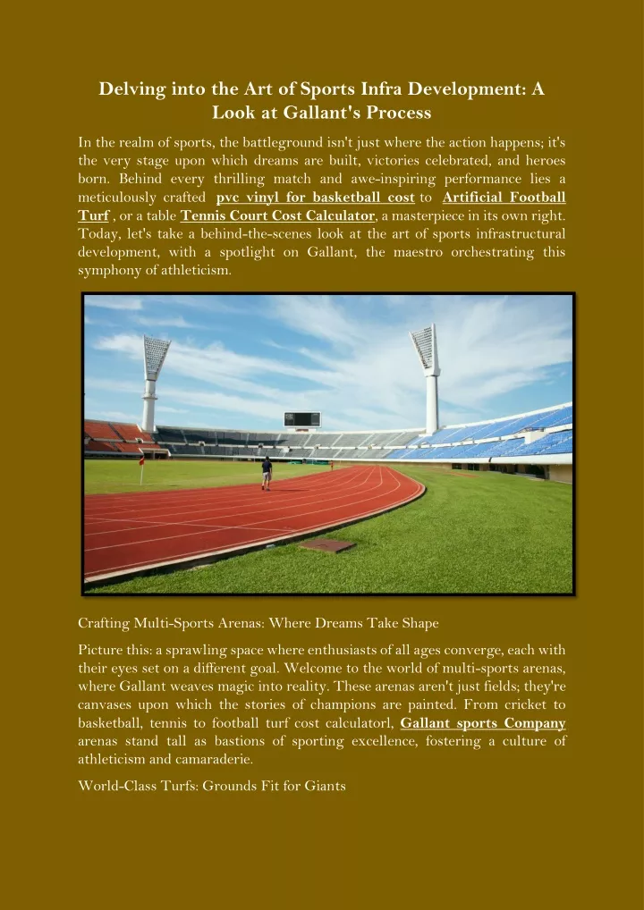 delving into the art of sports infra development