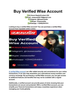 Buy Verified Wise Account