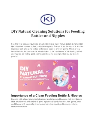 DIY Natural Cleaning Solutions for Feeding Bottles and Nipples.