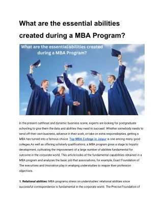 What are the essential abilities created during a MBA Program