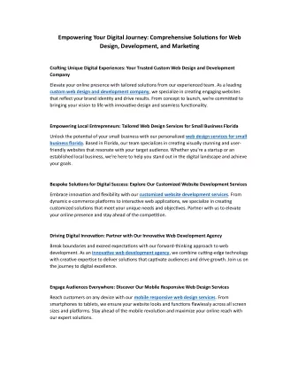 Empowering Your Digital Journey: Comprehensive Solutions for Web Design, Develop