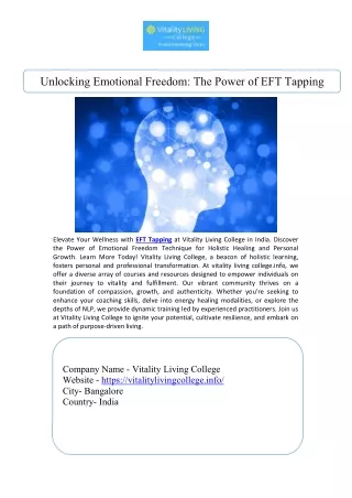Unlocking Emotional Freedom The Power of EFT Tapping