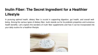 Inulin Fiber_ The Secret Ingredient for a Healthier Lifestyle