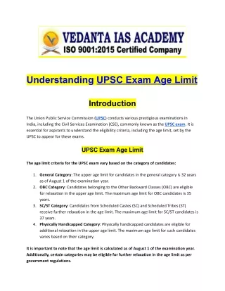 UPSC Exam Age Limit