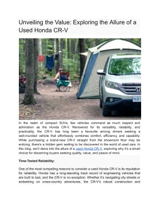 Unveiling the Value Exploring the Allure of a Used Honda CR-V