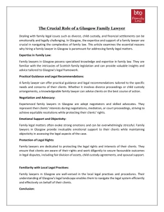 The Crucial Role of a Glasgow Family Lawyer