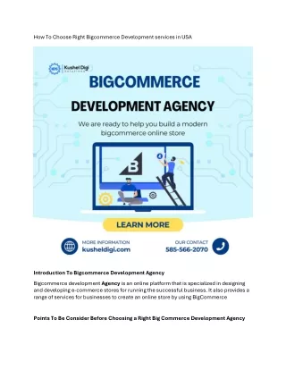 How To Choose Right Bigcommerce Development services.