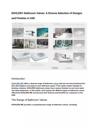 KOHLER® Bathroom Valves_ A Diverse Selection of Designs and Finishes in UAE