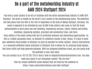 Be a part of the metalworking industry at AMB 2024 Stuttgart 2024