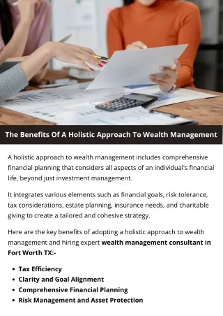 The Benefits Of A Holistic Approach To Wealth Management