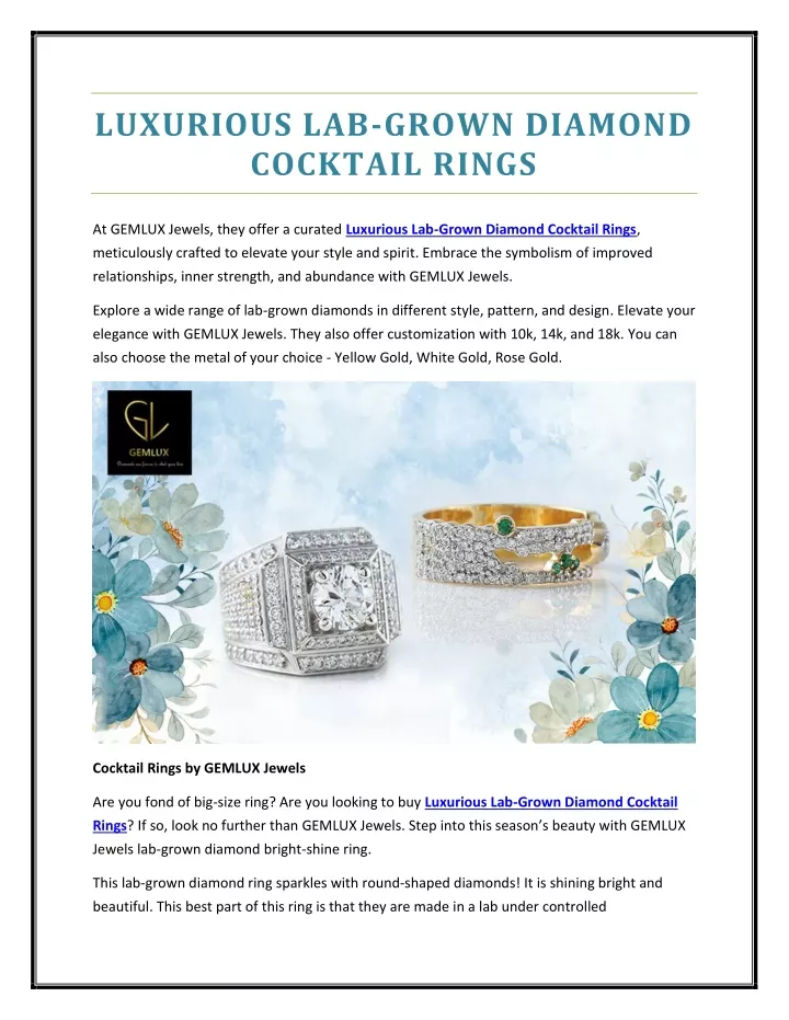 luxurious lab grown diamond cocktail rings
