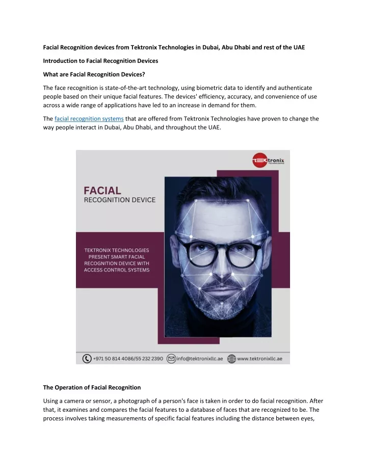 facial recognition devices from tektronix