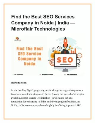 Find the Best SEO Services Company in Noida | India — Microflair Technologies