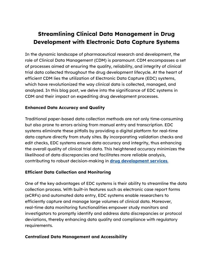 streamlining clinical data management in drug