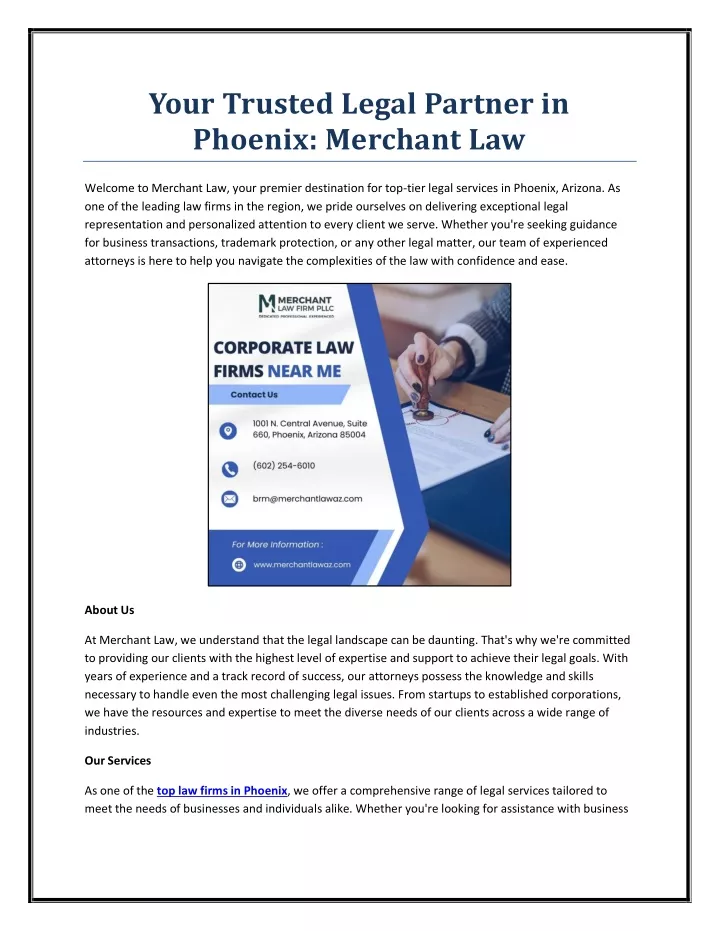 your trusted legal partner in phoenix merchant law