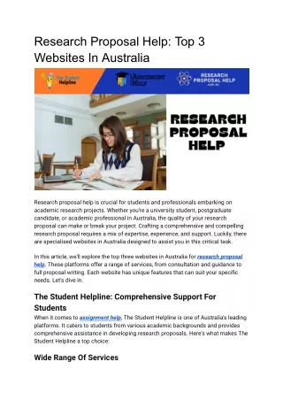 Research Proposal Help: Top 3 Websites In Australia