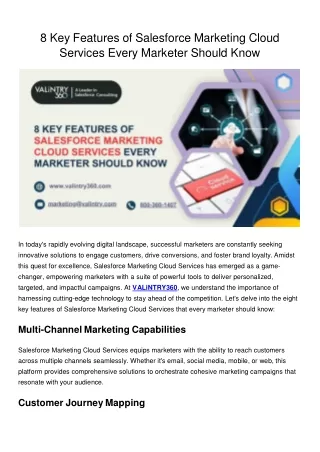 8 Key Features of Salesforce Marketing Cloud Services Every Marketer Should Know