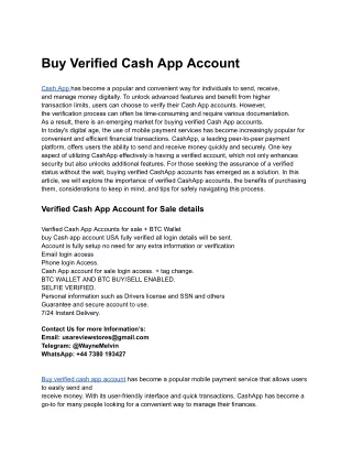 Buy Verified Cash App Account