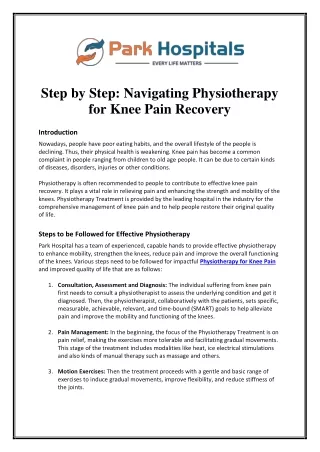 Step by Step: Navigating Physiotherapy for Knee Pain Recovery