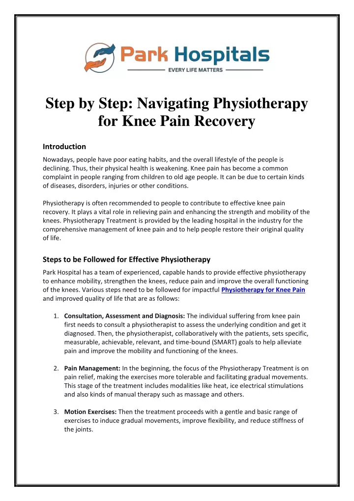 step by step navigating physiotherapy for knee