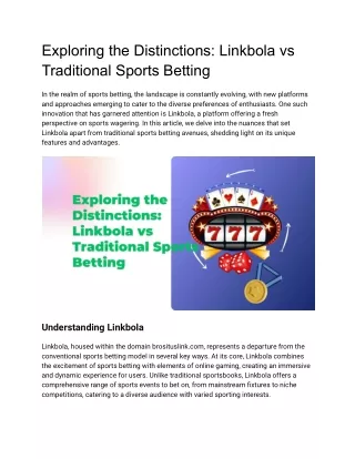 Exploring the Distinctions Linkbola vs Traditional Sports Betting