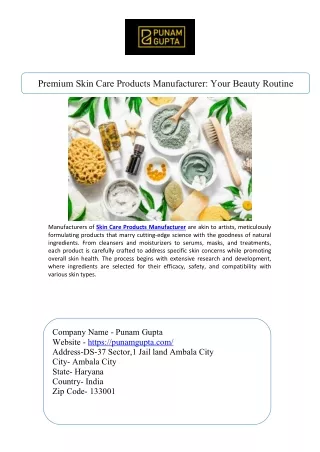 Premium Skin Care Products Manufacturer Your Beauty Routine