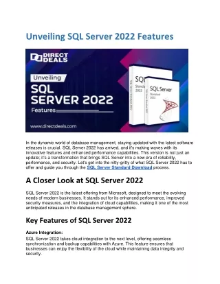 Unveiling SQL Server 2022 Features