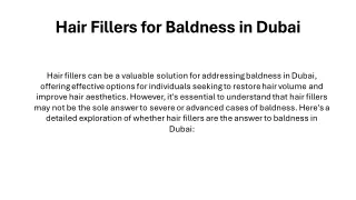 Hair Fillers for Baldness in Dubai