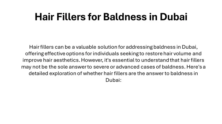 hair fillers for baldness in dubai