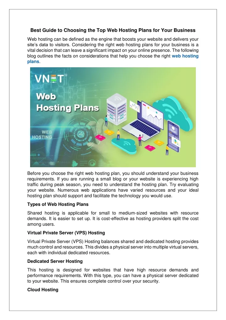 best guide to choosing the top web hosting plans