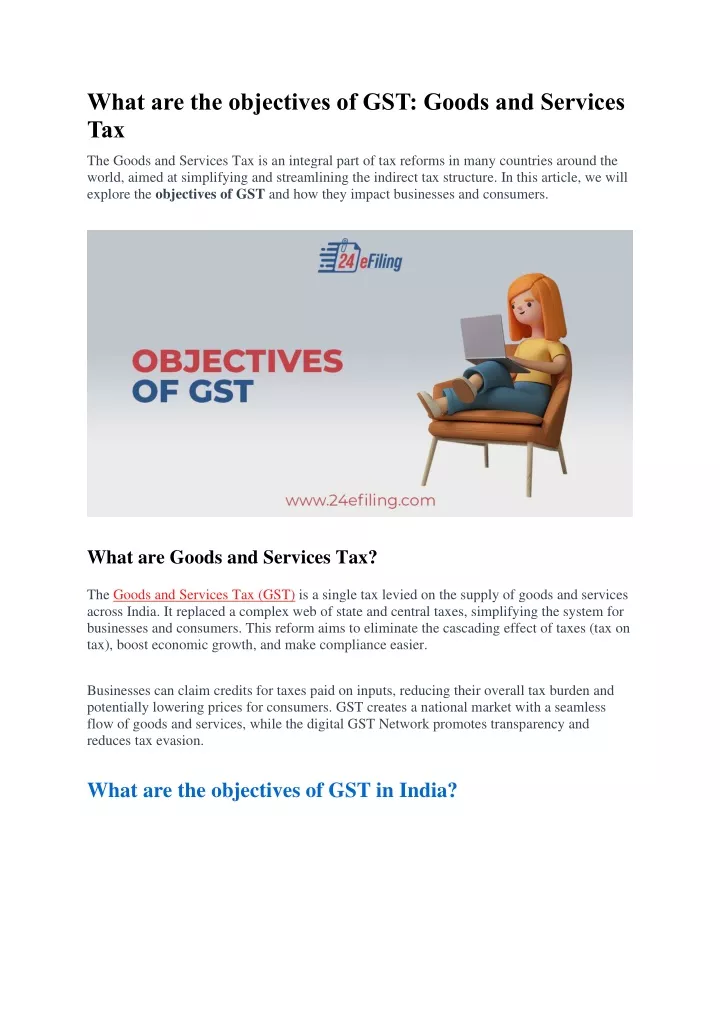 what are the objectives of gst goods and services