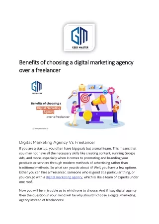 Benefits of choosing a digital marketing agency over a freelancer - Geek Master