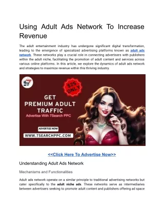 Using Adult Ads Network To Increase Revenue