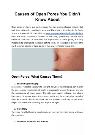 Causes of Open Pores You Didn’t Know About