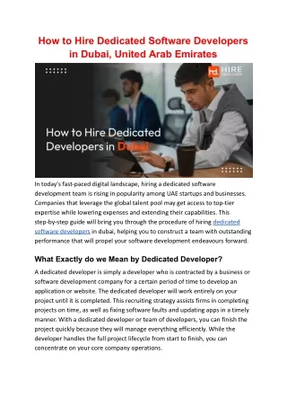 Hire Dedicated Software Developers in Dubai