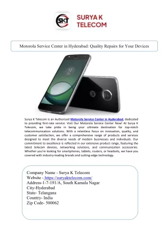 Motorola Service Center in Hyderabad Quality Repairs for Your Devices
